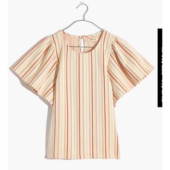 Madewell shirt blouse lot s xs yellow coral blouse Atlantic stripe Swiss dot - Picture 11 of 16